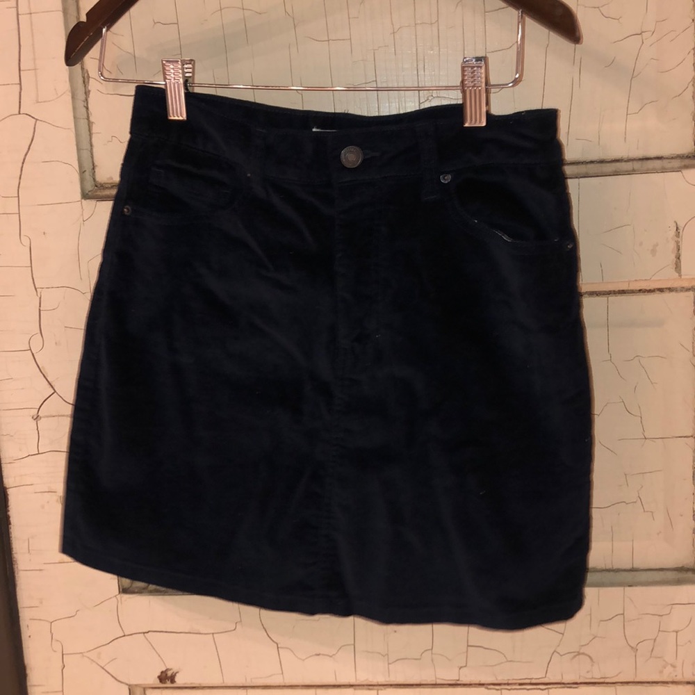 dark blue, velvet, medium skirt